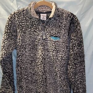 Impressions Cream and Black Sherpa Pullover with Black Trim